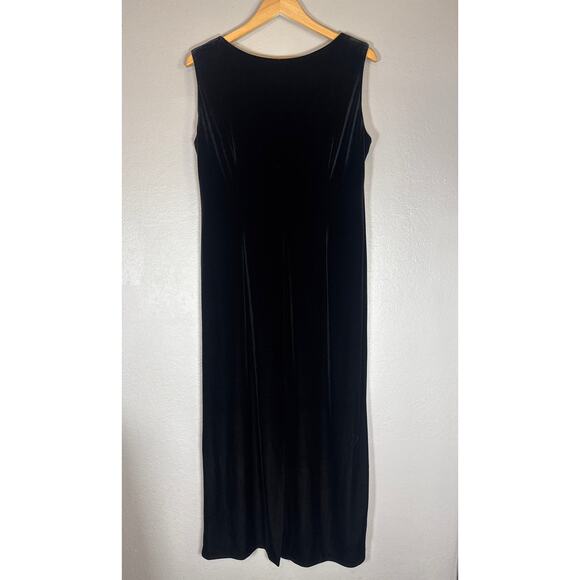 Vintage 90s Long Black Velvet Sleeveless Maxi Dress Womens 14 Goth Whimsigoth - Picture 3 of 5